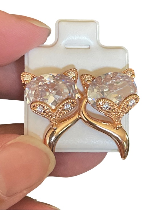 Gold Plate Jewelry - Rose Gold Fox Crystal Stud Earrings